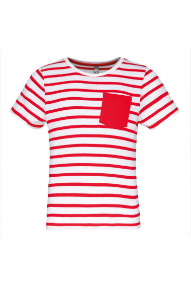 T-shirt rayé marin avec poche manches courtes enfant