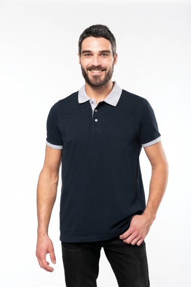 Polo piqué bicolore homme