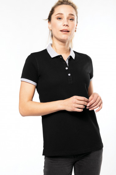 Polo piqué bicolore femme