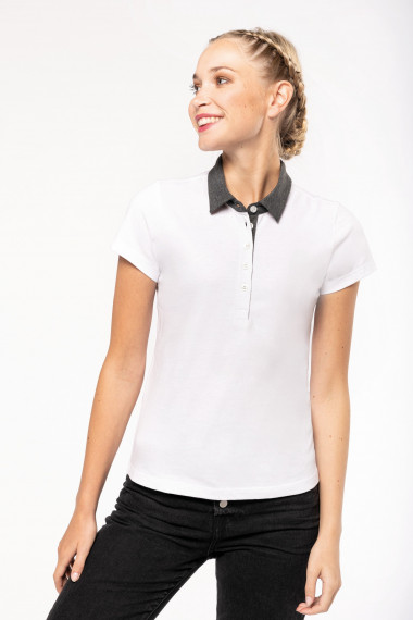 Polo jersey bicolore femme