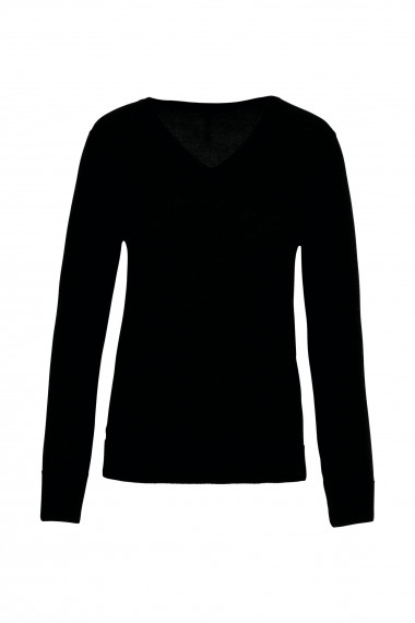 Pullover mérinos col V femme