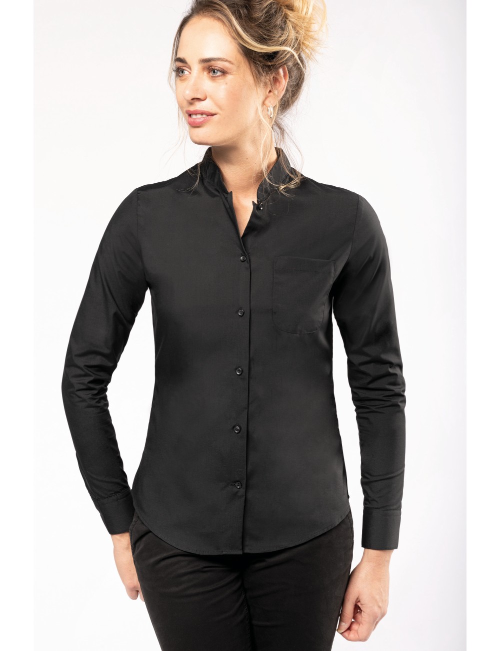 Chemise col mao manches longues femme