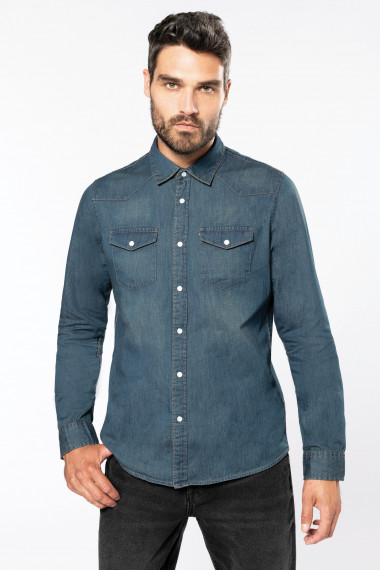 Chemise denim manches longues