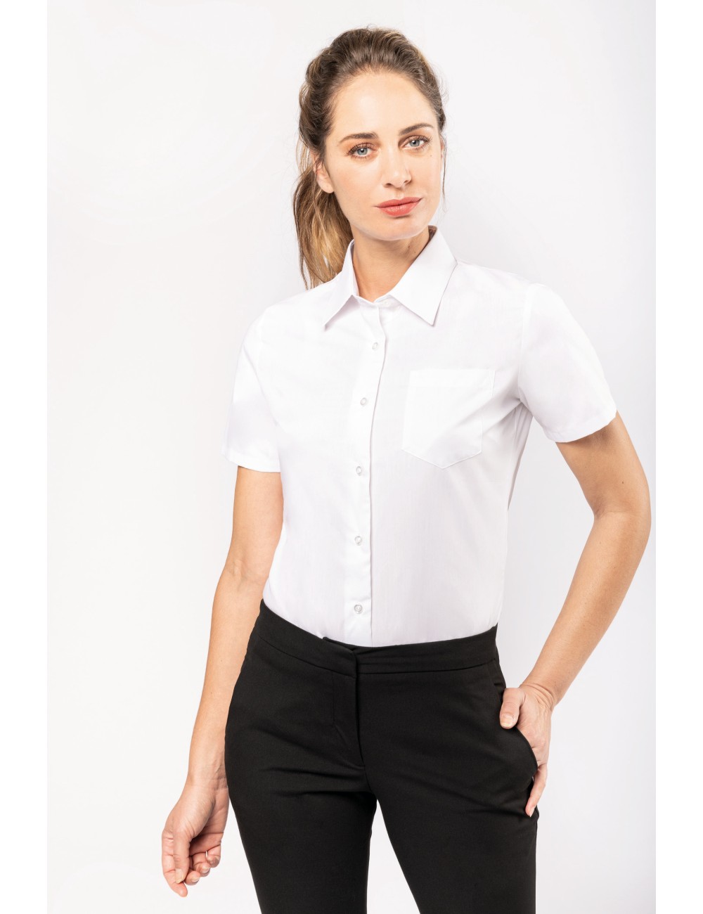 Chemise popeline manches courtes femme