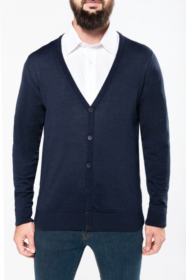 Cardigan boutonné mérinos homme